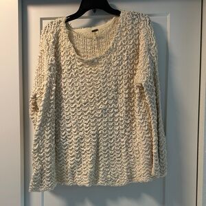 Cream Free People Textured Knit Sweater